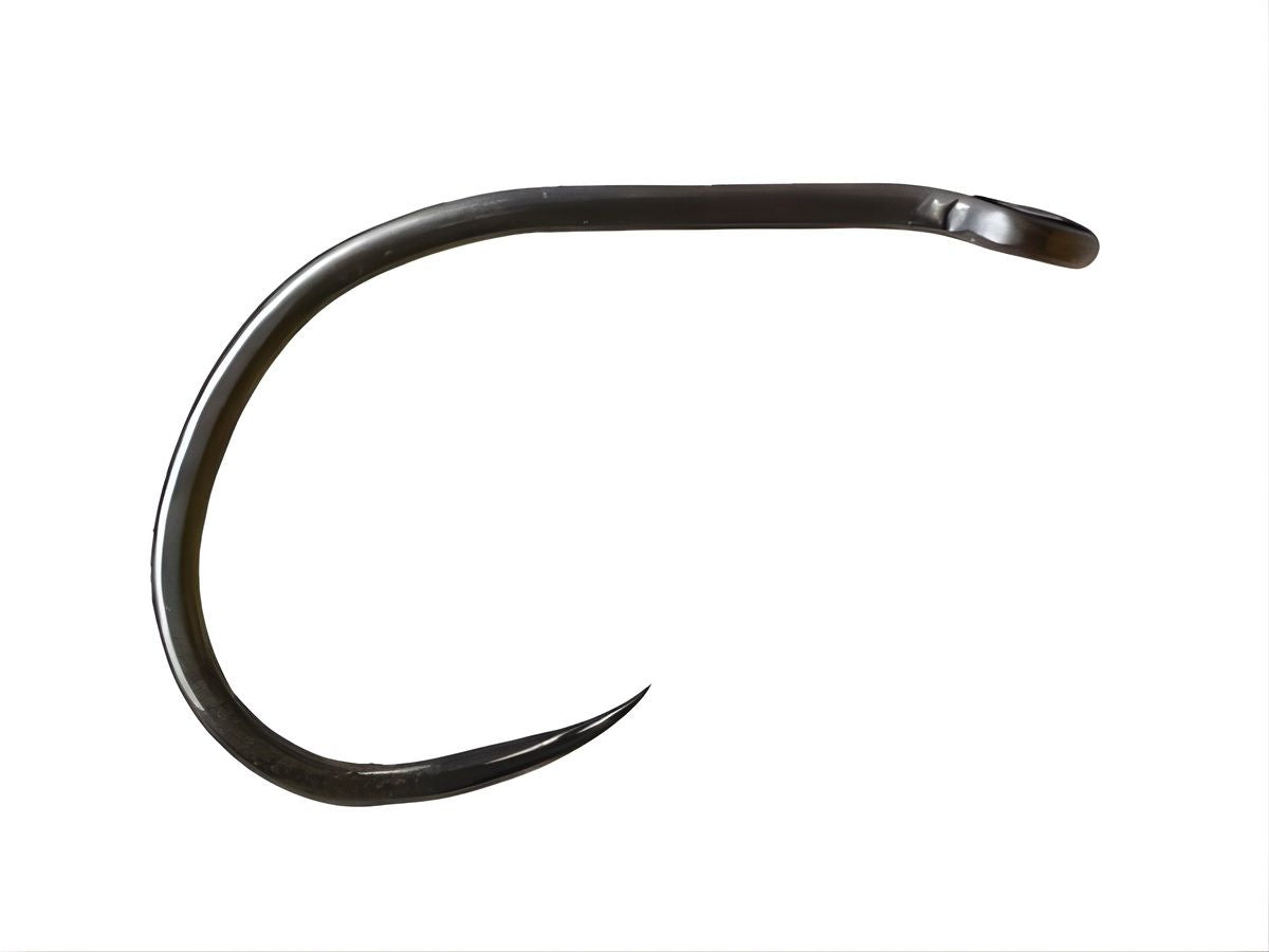 Black nickel barbless compound curved fishing hook